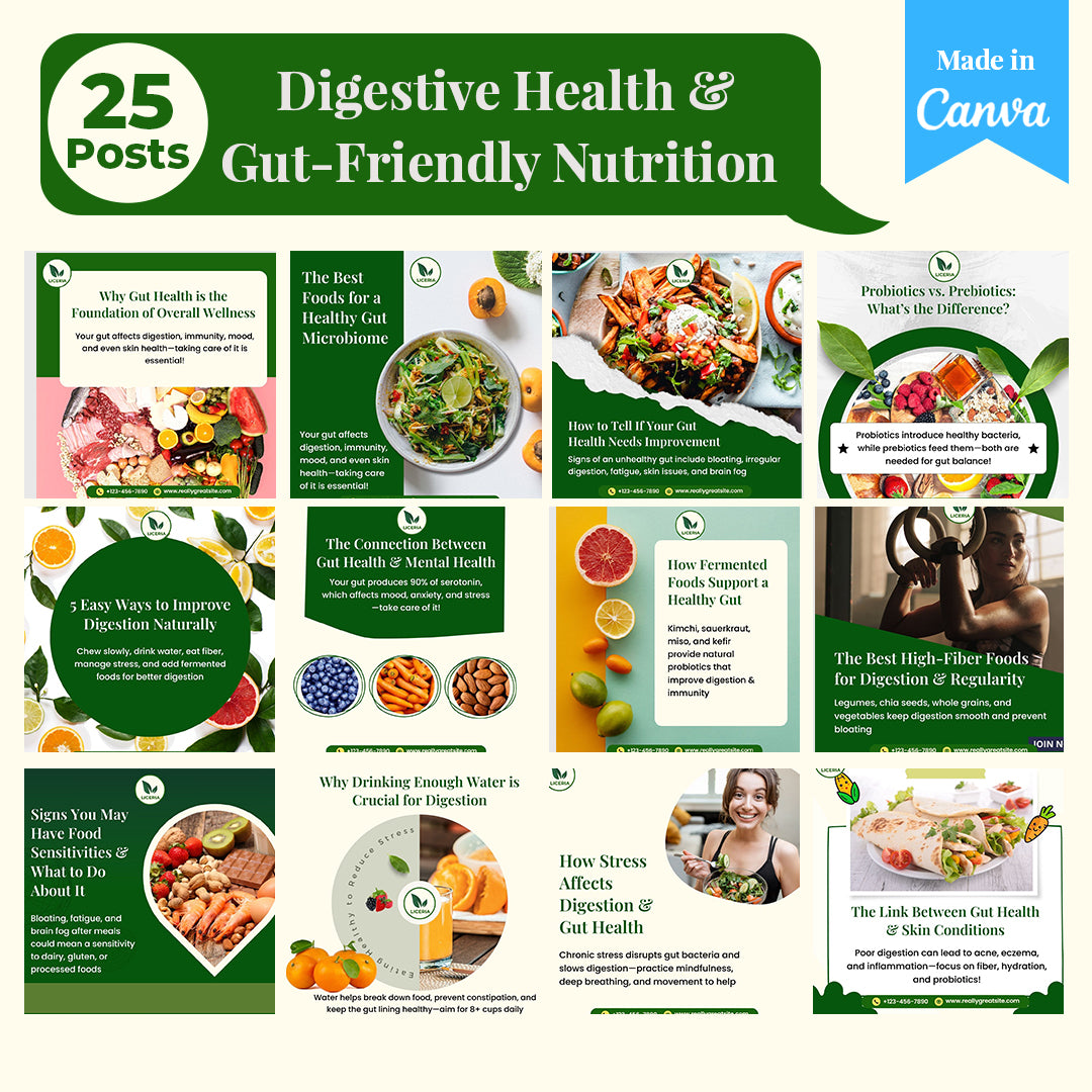 Nutritionists & Dietitians Social Media Template Pack: 250 Editable Canva Posts